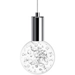 Acrylic Globe Pendant - Polished Chrome / Bubbles