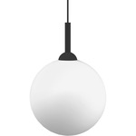 White Glass Globe Pendant - Matte Black / White