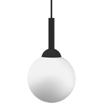 White Glass Globe Pendant - Matte Black / White