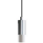 Short Frosted Pendant - Polished Chrome / Frosted