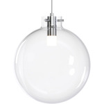 Clear Glass Sphere Pendant - Polished Chrome / Clear