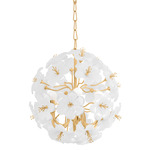 Hygea Chandelier - Gold Leaf / White