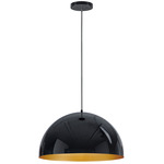 Hemisphere Pendant - Gloss Black / Black / Gold