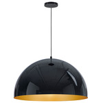 Hemisphere Pendant - Gloss Black / Black / Gold