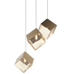 Ice Cube Multi Light Pendant - French Gold / Amber