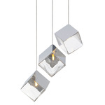 Ice Cube Multi Light Pendant - Polished Chrome / Clear