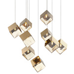 Ice Cube Multi Light Pendant - French Gold / Amber