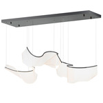 Rinkle Multi Light Pendant - Brushed Gunmetal / Clear Patterned Acrylic