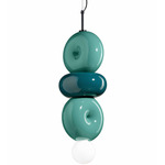 Bumbum Tall Pendant - Turquoise / Green Oil / White