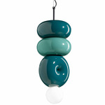 Bumbum Tall Pendant - Turquoise / Green Oil / White