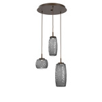 Vessel Round Multi Light Pendant - Flat Bronze / Vessel Smoke