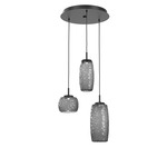 Vessel Round Multi Light Pendant - Matte Black / Vessel Smoke