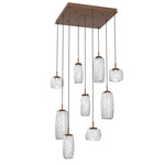 Vessel Square Multi Light Pendant - Burnished Bronze / Vessel Clear