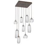 Vessel Square Multi Light Pendant - Flat Bronze / Vessel Clear