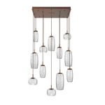 Vessel Square Multi Light Pendant - Burnished Bronze / Vessel Clear