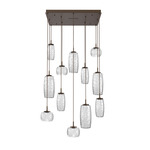 Vessel Square Multi Light Pendant - Flat Bronze / Vessel Clear