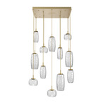 Vessel Square Multi Light Pendant - Gilded Brass / Vessel Clear