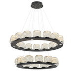Vessel Two Tier Chandelier - Matte Black / Vessel Amber