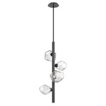 Gem Twisted Vine Chandelier - Matte Black / Clear