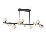 Gem Twisted Branch Chandelier - Matte Black / Amber