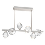 Gem Twisted Branch Chandelier - Beige Silver / Clear