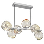 Luna Twisted Branch Chandelier - Classic Silver / Amber Floret