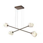 Gem Moda Linear Chandelier - Flat Bronze / Amber