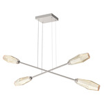 Aalto Moda Linear Chandelier - Metallic Beige Silver / Optic Ribbed Amber