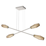 Aalto Moda Linear Chandelier - Metallic Beige Silver / Optic Ribbed Bronze