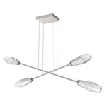 Aalto Moda Linear Chandelier - Metallic Beige Silver / Optic Ribbed Clear