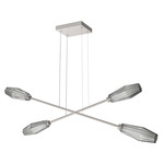 Aalto Moda Linear Chandelier - Metallic Beige Silver / Optic Ribbed Smoke