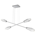 Aalto Moda Linear Chandelier - Classic Silver / Optic Ribbed Clear