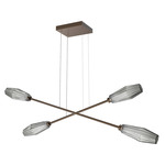 Aalto Moda Linear Chandelier - Flat Bronze / Optic Ribbed Smoke