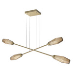 Aalto Moda Linear Chandelier - Gilded Brass / Optic Ribbed Bronze