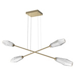 Aalto Moda Linear Chandelier - Gilded Brass / Optic Ribbed Clear