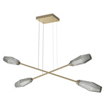 Aalto Moda Linear Chandelier - Gilded Brass / Optic Ribbed Smoke