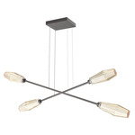 Aalto Moda Linear Chandelier - Graphite / Optic Ribbed Amber