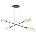 Aalto Moda Linear Chandelier - Matte Black / Optic Ribbed Amber