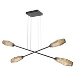 Aalto Moda Linear Chandelier - Matte Black / Optic Ribbed Bronze