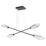 Aalto Moda Linear Chandelier - Matte Black / Optic Ribbed Clear