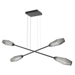 Aalto Moda Linear Chandelier - Matte Black / Optic Ribbed Smoke