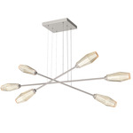 Aalto Moda Linear Chandelier - Metallic Beige Silver / Optic Ribbed Amber