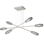 Aalto Moda Linear Chandelier - Metallic Beige Silver / Optic Ribbed Smoke