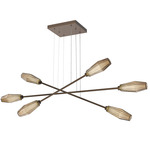 Aalto Moda Linear Chandelier - Flat Bronze / Optic Ribbed Bronze