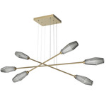 Aalto Moda Linear Chandelier - Gilded Brass / Optic Ribbed Smoke