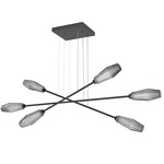 Aalto Moda Linear Chandelier - Matte Black / Optic Ribbed Smoke