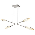 Rock Crystal Moda Linear Chandelier - Metallic Beige Silver / Chilled Amber