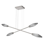 Rock Crystal Moda Linear Chandelier - Metallic Beige Silver / Chilled Smoke