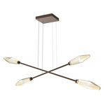 Rock Crystal Moda Linear Chandelier - Flat Bronze / Chilled Amber