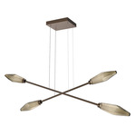 Rock Crystal Moda Linear Chandelier - Flat Bronze / Chilled Bronze